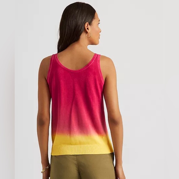 Ralph Lauren Dip-Dyed Sleeveless Sweater NWT Size M GIFTABLE ! Hot Pink & Yellow - Picture 2 of 6